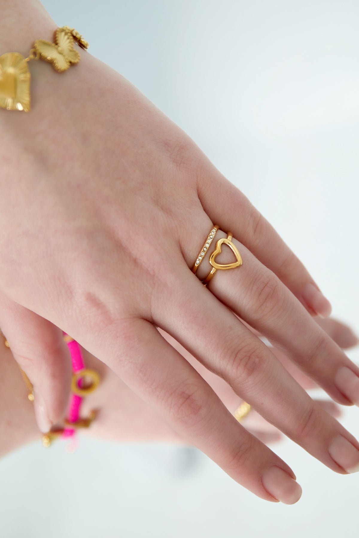 Bague Coeur Strass Acier inoxydable