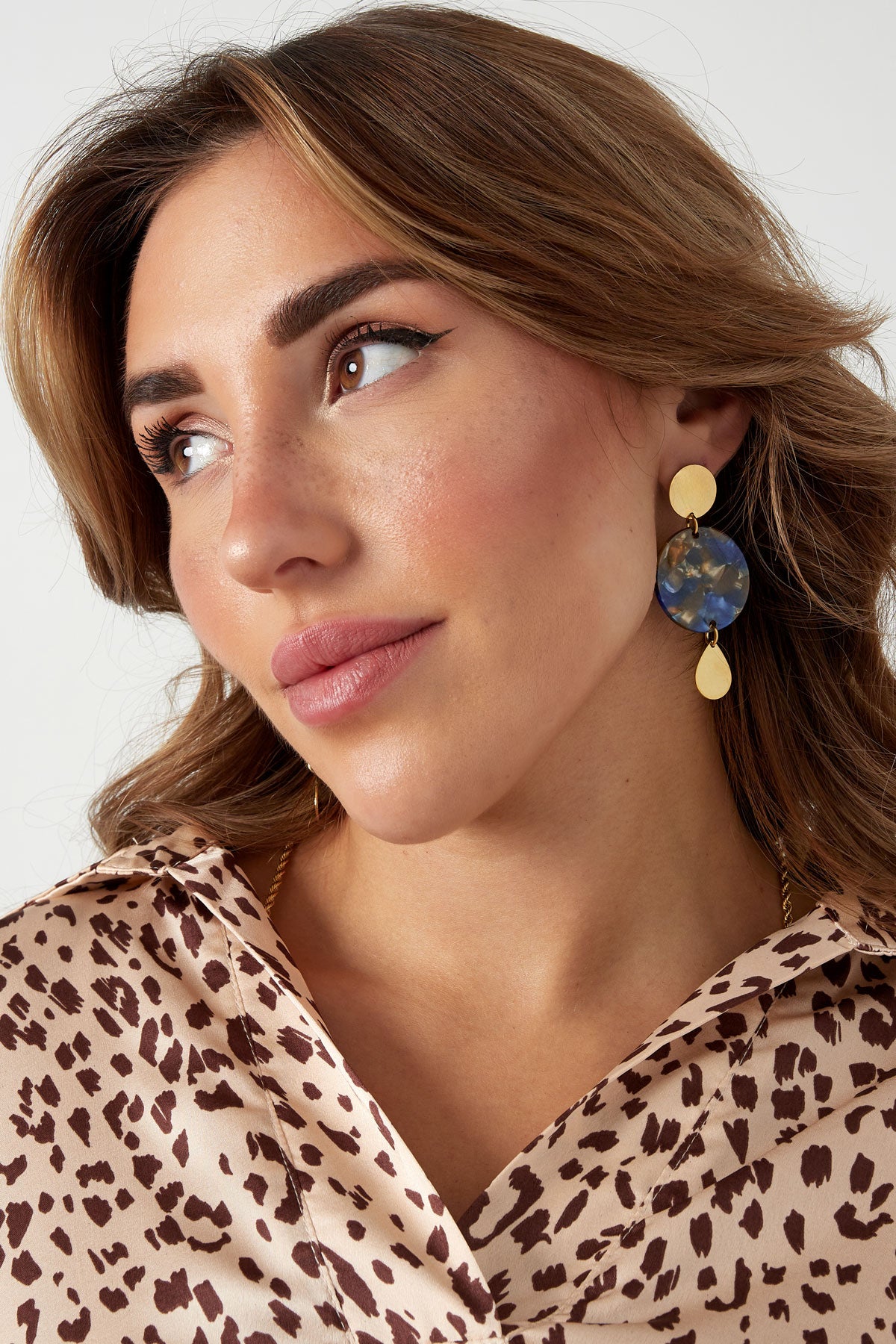 Boucles d'oreilles Golden Blue Acier inoxydable