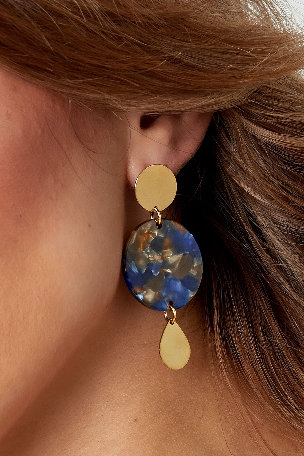 Boucles d'oreilles Golden Blue Acier inoxydable