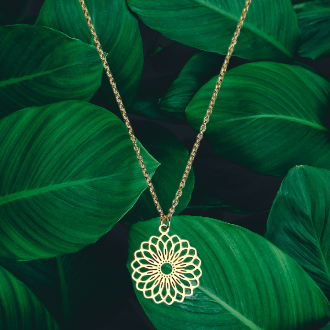 Collier fleur mandala Acier inoxydable
