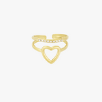Bague Coeur Strass Acier inoxydable