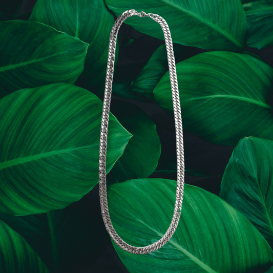 Stainless steel flat curb chain necklace 50cm White