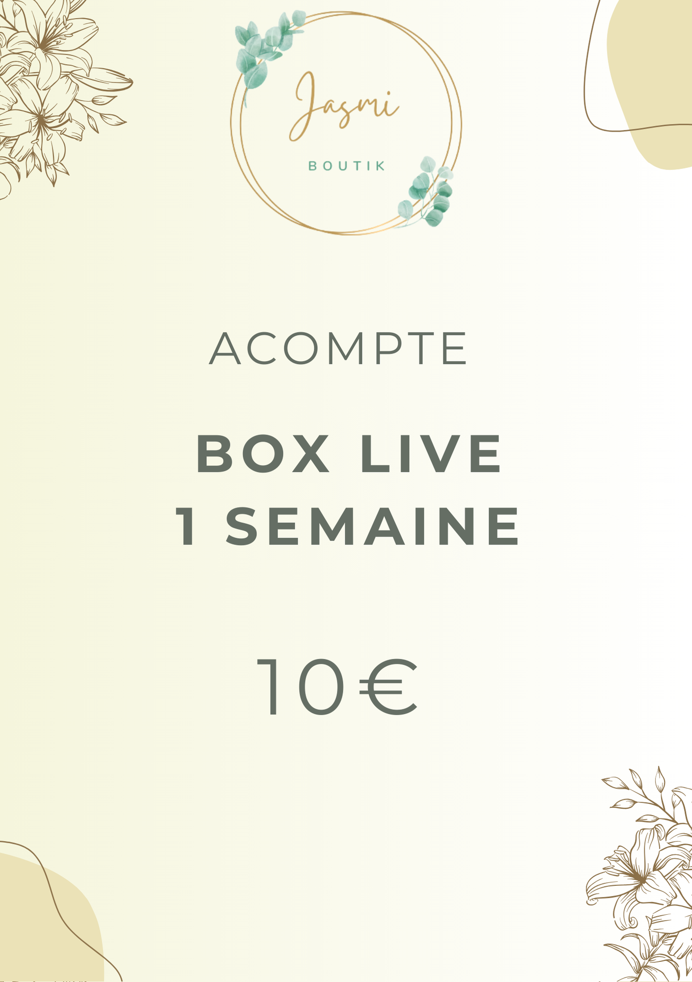 Acompte box live 1 semaine