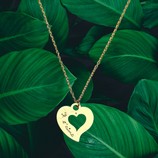 Collier coeur Je t'aime Acier inoxydable