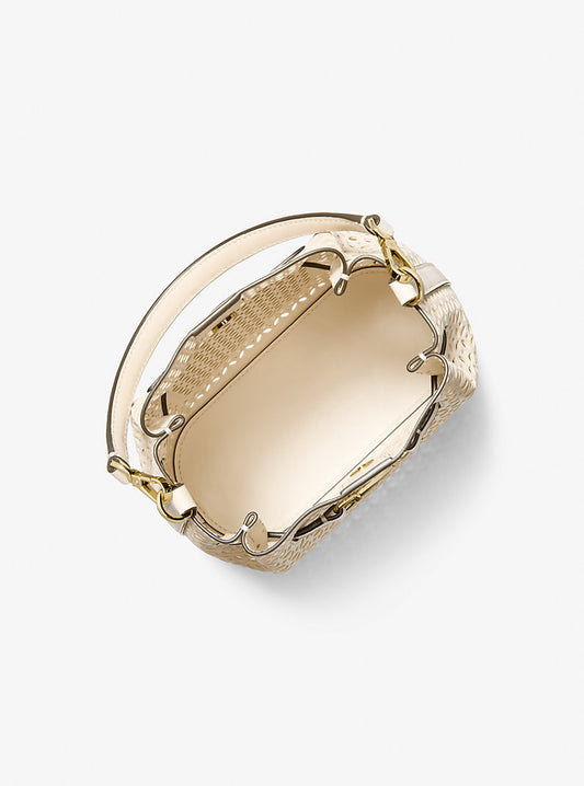 MICHAEL KORS Sac bandoulière Carson petit modèle à motif floral découpé au laser beige