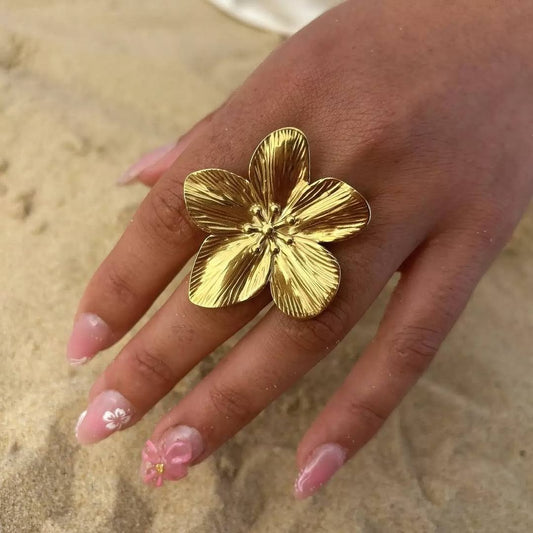 Bague Fleur Acier